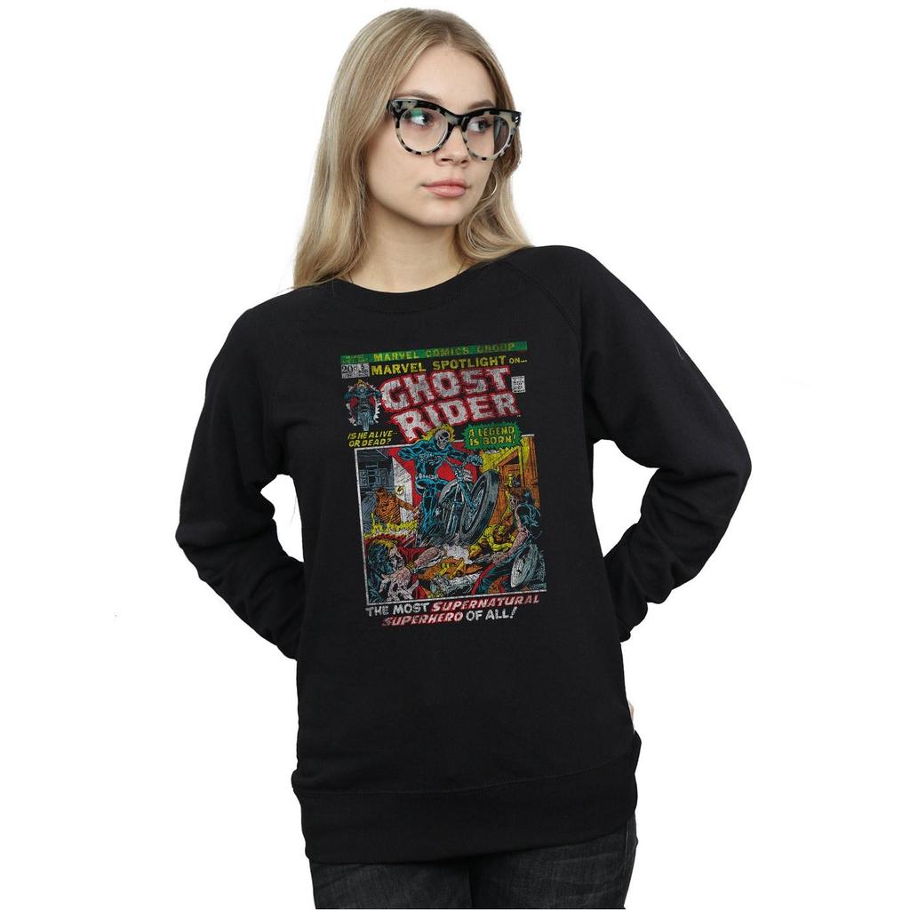 Marvel Womens/Ladies Ghost Rider Distressed Spotlight Sweatshirt