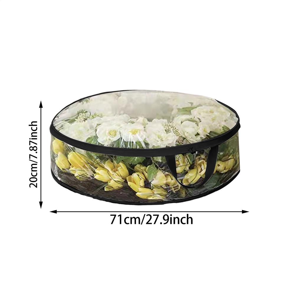Christmas Wreath Storage Bag Lattice Wreath Dustproof Bag Seasonal Holiday Wreath Storage Container with Handle and Zipper