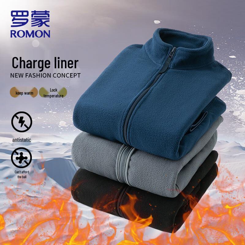 ROMON Men s Autumn Winter Plush Thickened Fleece Jacket XL
