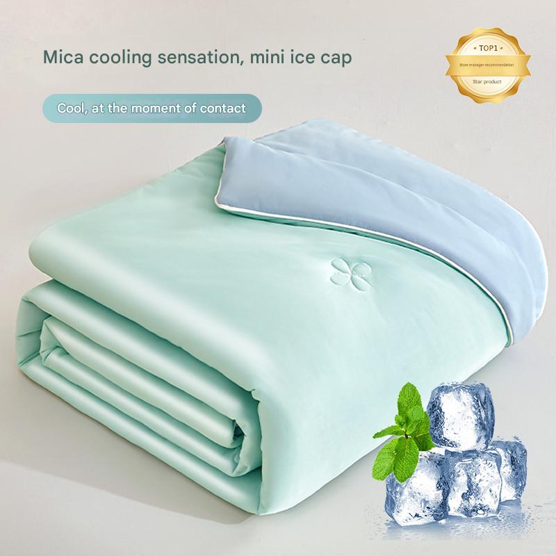 Super Soft Cooling Quilt Summer Cool Quilt Skin Friendly Quilt Air Condition Comforter Solid Ice Silk Cool Blanket Thin Quilt for Bed