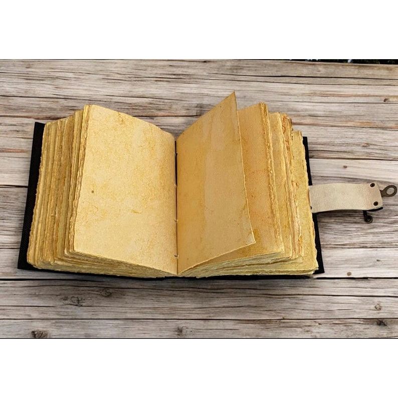 Rabbit Grimoire Leather Journal Notebook Journal for Women - Fat Journal Handmade Deckle Paper Notebook Journal for Gift