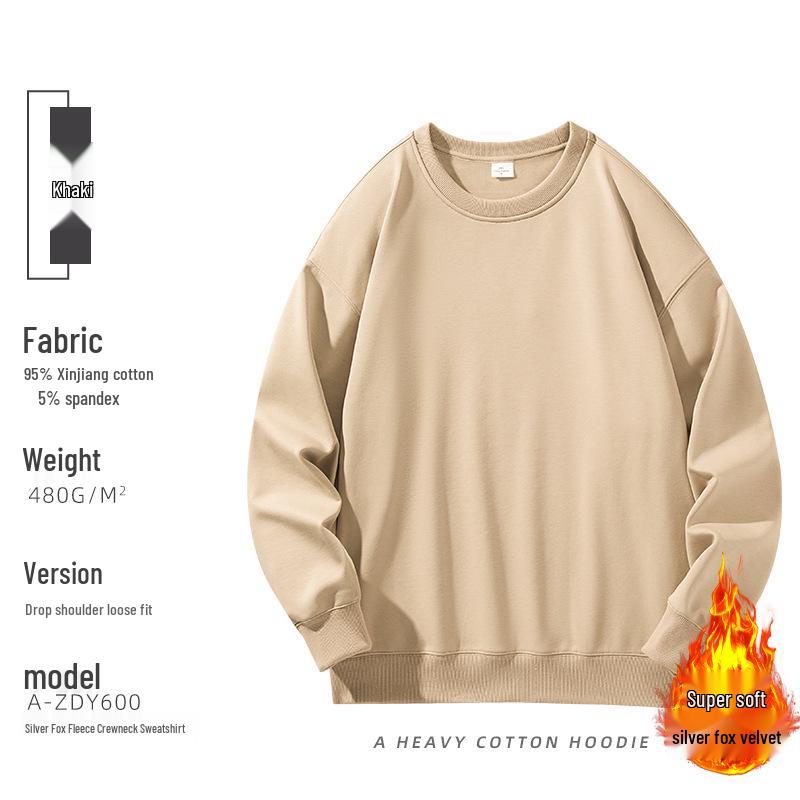 480g Silver Fox Fur Heavyweight Loose Fit Hoodie with Custom Print Logo XL