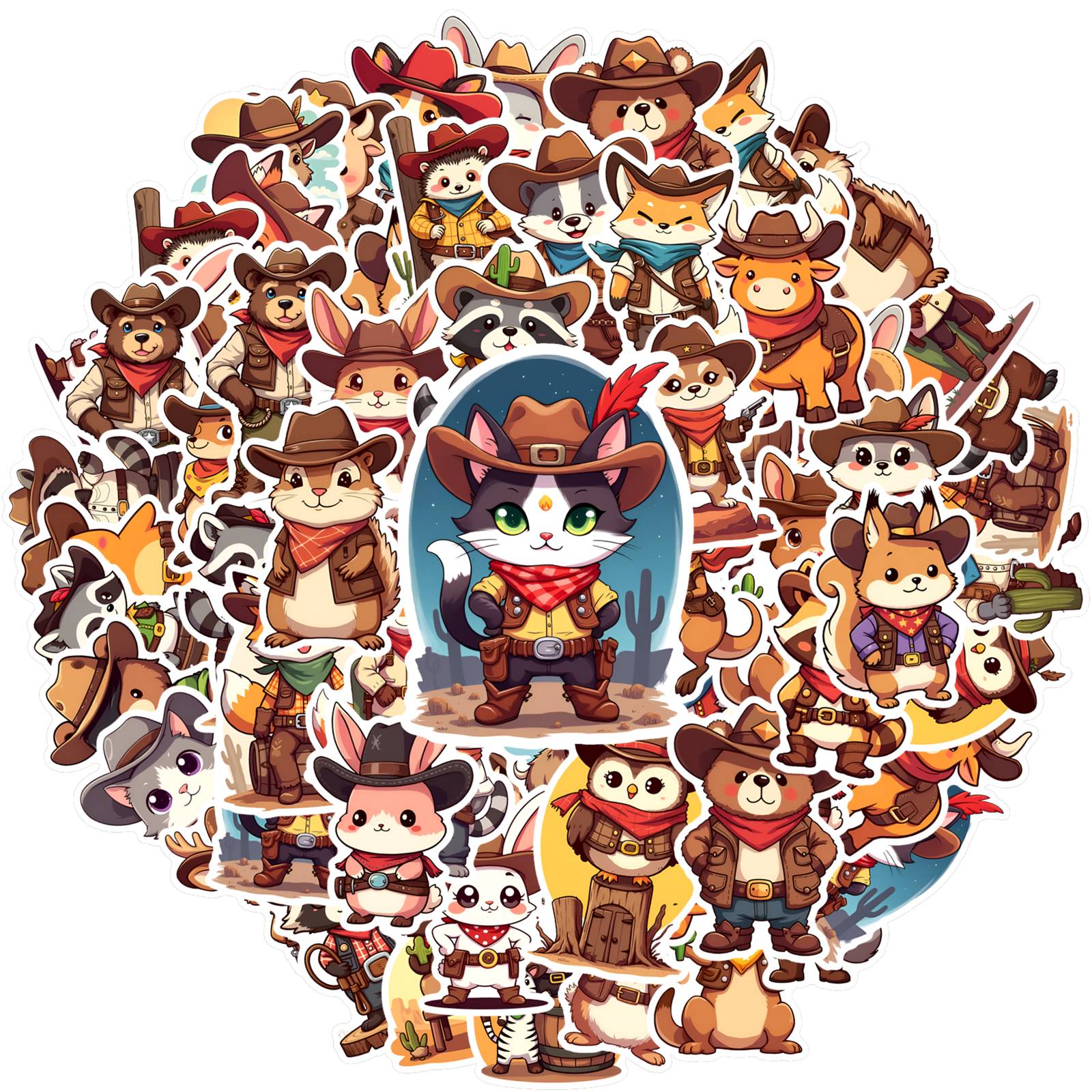 

35pcs-50pcs Cartoon Adventure Stickers Western Cowboys Stickers Stationery Stickers For Laptop Motorcycle Luggage Phone