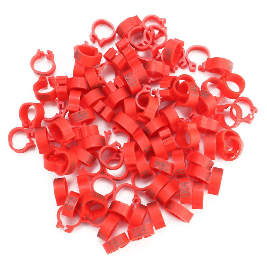 100PCS Bag 8MM 001 100 Numbered Plastic Letter Pigeon Bird Leg Bands Rings