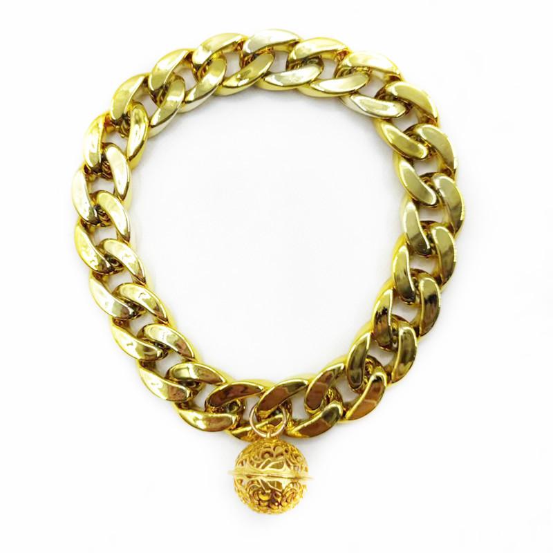 

Pet Chain Collars Dog Cat Collar Gold Cuban Link Dog Collar Plastic Gold Dog Chain with Bell for Puppy Small Medium Large Dogs 30cm золотий