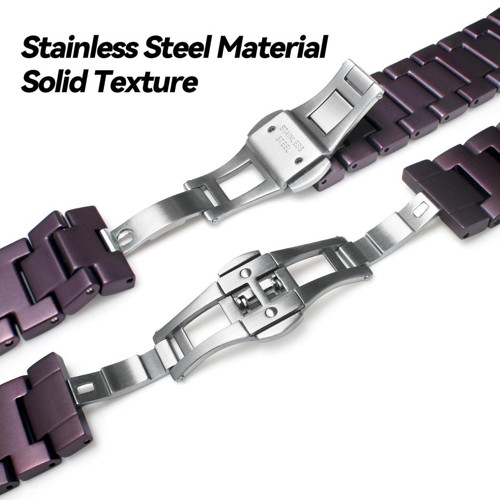 Metal Watch Band with Case for Casio G-SHOCK 5600 Series, Lightweight Aluminum Alloy, Purple