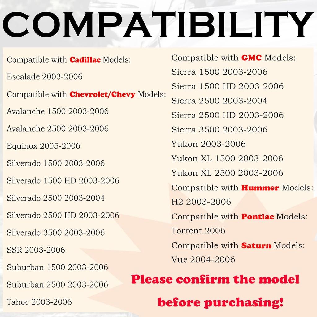 Key Fob Replacement Fits for Chevy Silverado 1500 2500 HD 2003-2006 Avalanche Equinox SSR Suburban Tahoe GMC Sierra Yukon XL Hummer H2 Cadillac