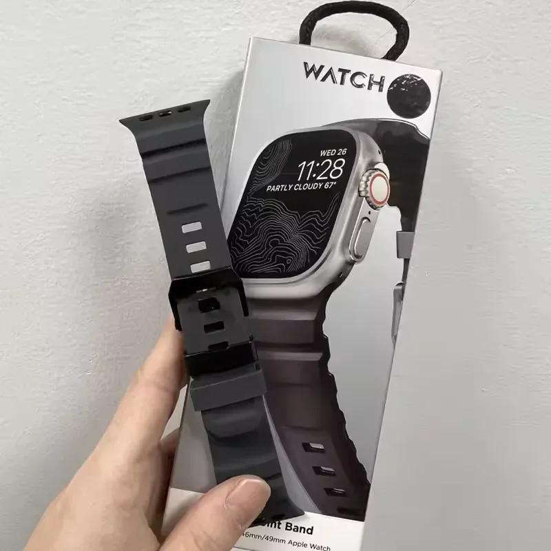 Szilikon szíj Apple Ultra 3 2 1 49MM-hez Sport szíj Iwatch Series 11 10 9 8 SE 3 46mm 45MM 41MM 44MM 42MM-hez Légáteresztő szíj