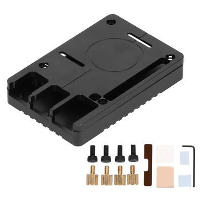 Aluminiumlegierungsschale Ultradünn CNC Kühlung Kühlkörper Metallschale für Raspberry Pi 4B(Schwarz )