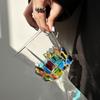 Refractive Rainbow Vintage Hand-Painted Lattice Glass Cup
