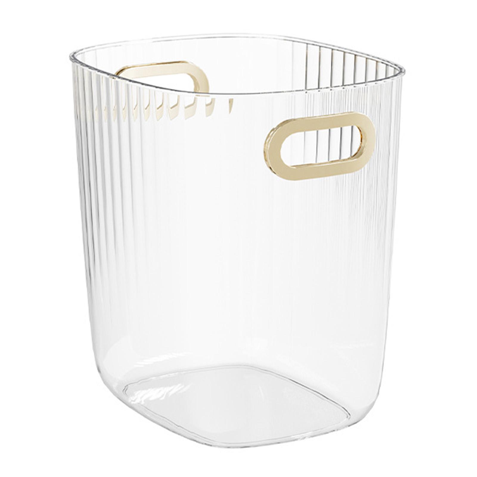 

Round Waste Paper Basket Large Capacity Open Top Trash Can Large Wastebasket with Handle for Office Bedroom Living Room прозорий