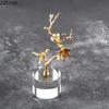 Golden Branches and Birds Ornaments Crystal Base Desk Decoration Crafts Gold-plated Flower and Bird Statue Room Aesthetic Decor