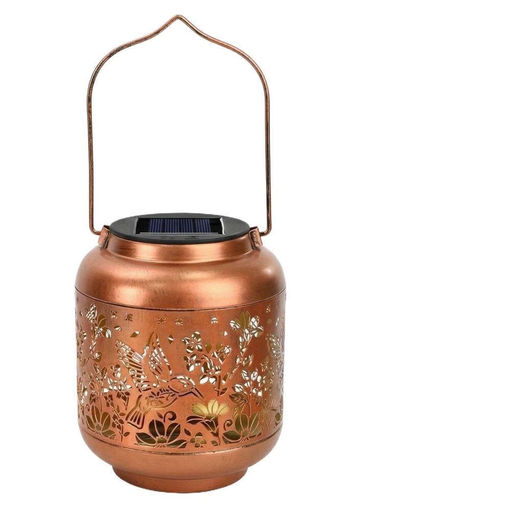 Solar Metal Hollow Hanging Light Balcony Garden Outdoor Decor Lamp