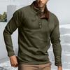 Men's Fleece Sweatshirt Quarter Button Stand Collar Lightweight Pullover Sweater Long Sleeve Casual Fall Sweatshirts