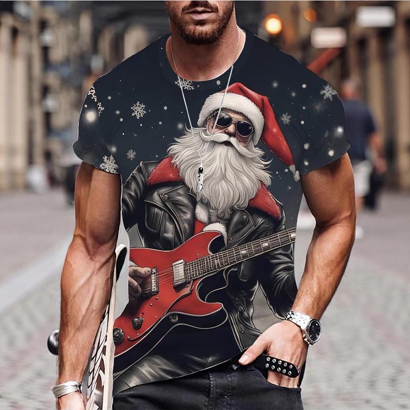 

Літня Креативна Мода Футболка з Принтом у Стилі Санта-Клауса Повсякденна Мода Вільна Універсальна Зручна Чоловіча Футболка L