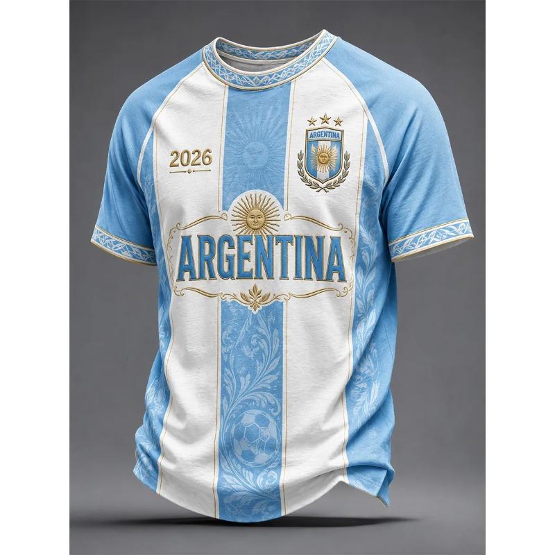 2026 Edition Argentine Fan Football Training T-Shirt - 3D Digital Printing - Comfortable and Breathable - Family Clothing