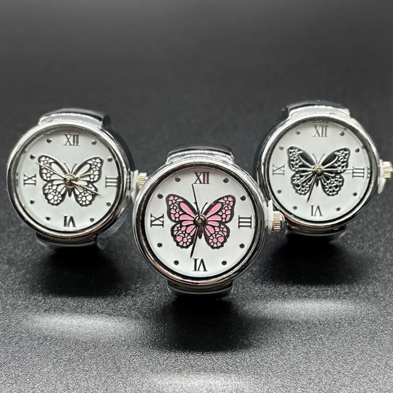Montre Anneau pour Femmes et Hommes Montre Analogique à Quartz Cadran à Chiffres Romains Bracelet
