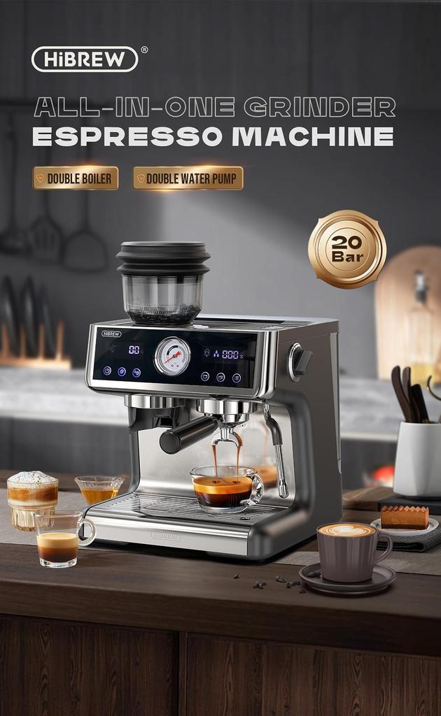 HiBREW H7A Espresso Machine Dual Boiler Grinder