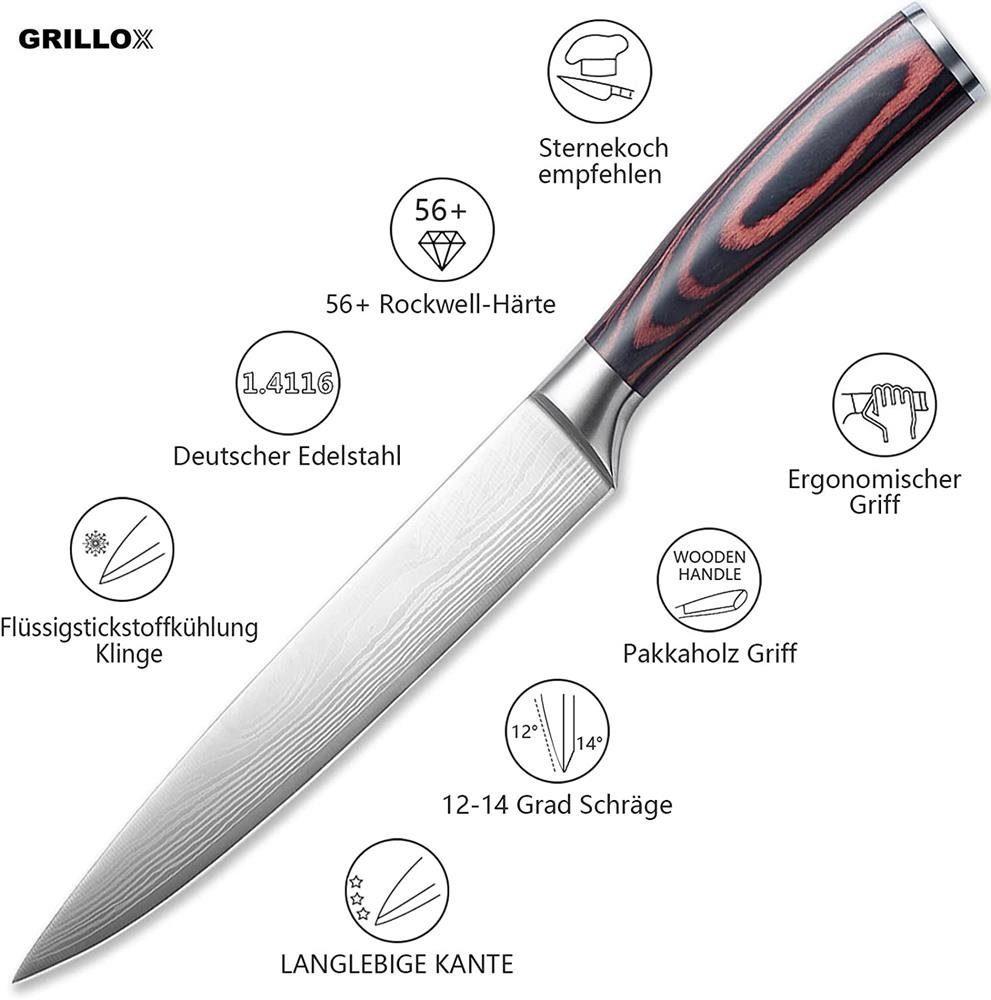 GRILLOX Faca de Carne Faca de Trinchar Faca de Chef Profissional 20cm Faca de Cozinha Afiada