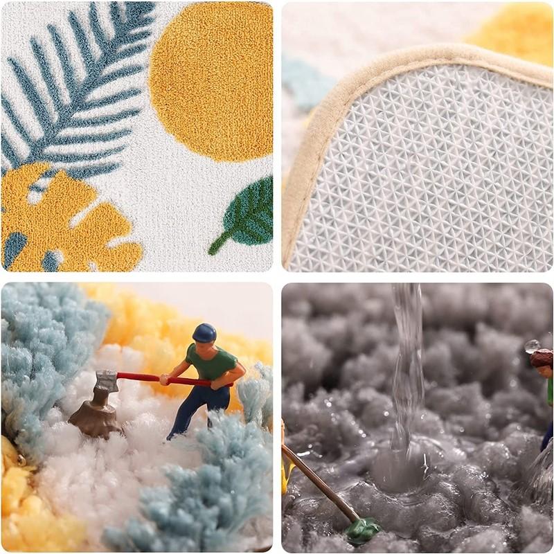 Inyahome Leaves Bathroom Rugs Non-Slip Soft Microfiber Bath Mat Extra Soft Water Absorbent Machine Washable Shower Floor Rug