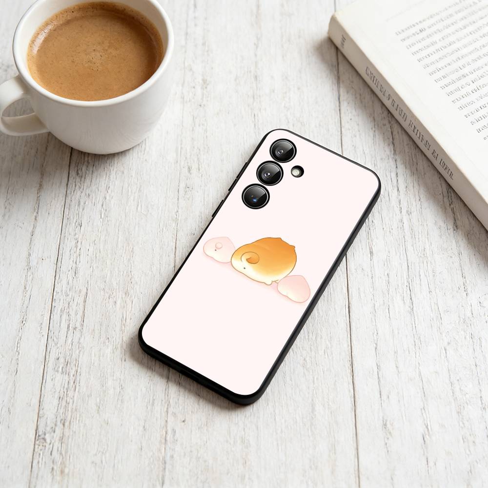 

Cute cartoon Shiba Inu Phone Case Black Silicone Soft For Samsung Galaxy A73,A72,A71,A70,A53,A52,A51 Samsung a32 4g