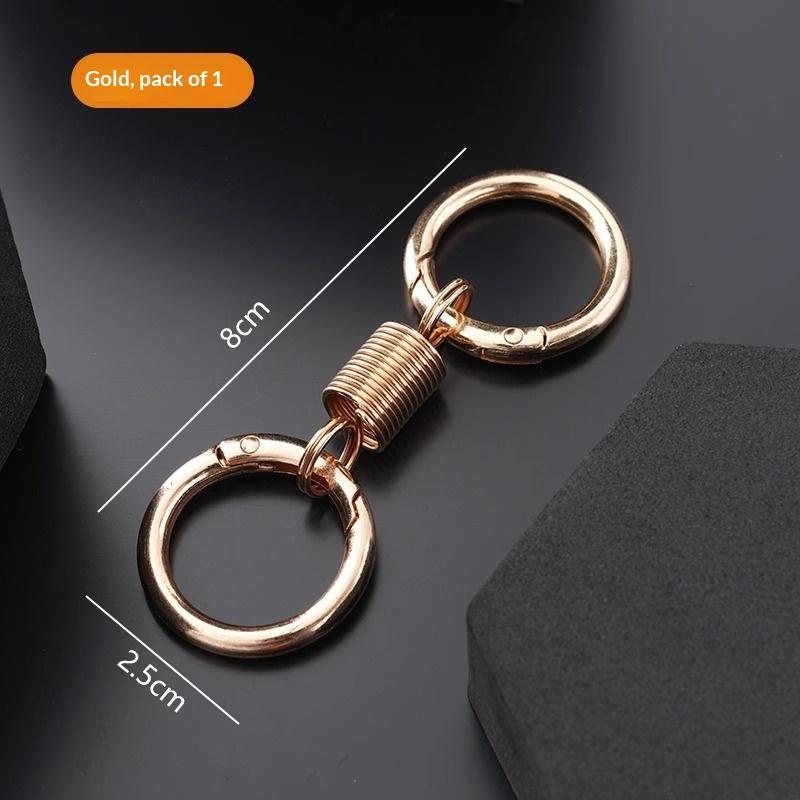 Spring Loaded Zinc Alloy Dual Ring Keychain Heavy Duty Portable Key Organizer for Daily Use Birthday Gift
