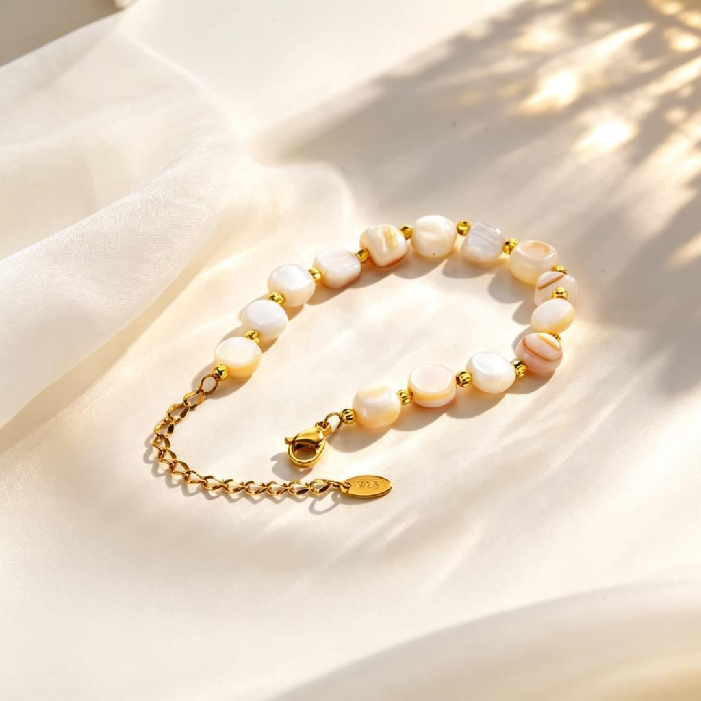 Elegant Irregular Natural Shell Bead Bracelets for Women Stainless Steel Handmade Adjustable Bracelet High Quality Fine Jewelry