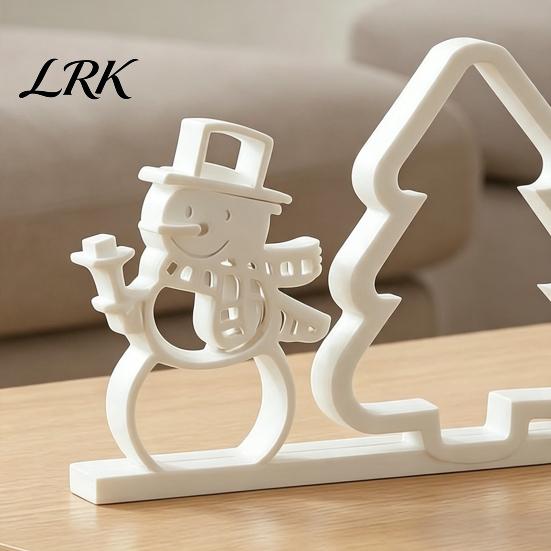 Unique Christmas Gift Ideas 3D Printed Tabletop Ornament, Snowman Tree Sleigh Figurine, Decor Minimalist Nordic Style Holiday for DIY Painting