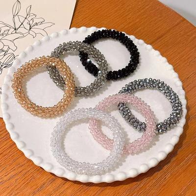 Fashion Crystal Beads Hair Ties for Women Elastic Accessories Hair Rope Headwear for Ponytail Jewelry Gift Boho