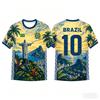 Maglia Calcio Brasile 2026 Numero 10 Uomo Traspirante Asciugatura Rapida Maglietta da Allenamento con Stampa Monumenti di Rio Edizione Fan