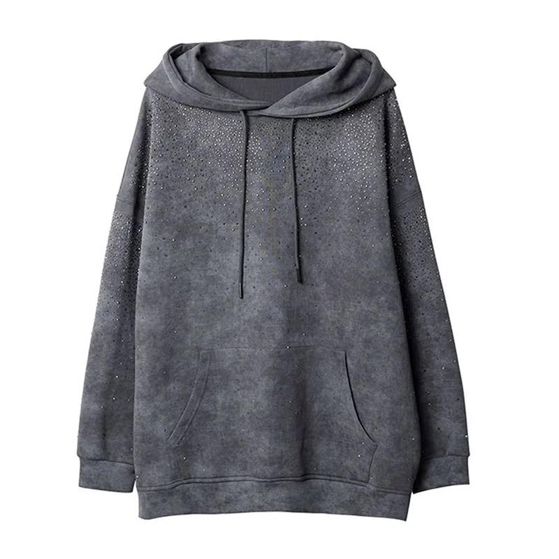 Sweatshirt for Women Cotton Oversize Hooded Fleece Thickened Loose Round Neck Casual Pullover Long Sleeve Top Sweatshirt