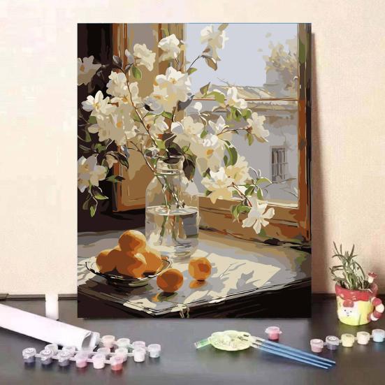 1 Set Adult DIY Oil Painting Kit with Wooden Easel DIY Paint by Number Kit Hands-on Ability Development Kit