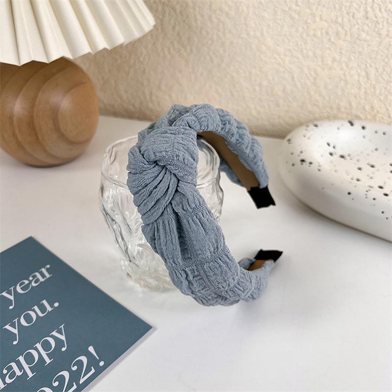 Fashion Wide Hair Bands for Women Bezel Headdress Solid Blue Knitted Braid Headband Girl Hairband Hair Hoop Hair Accessories New