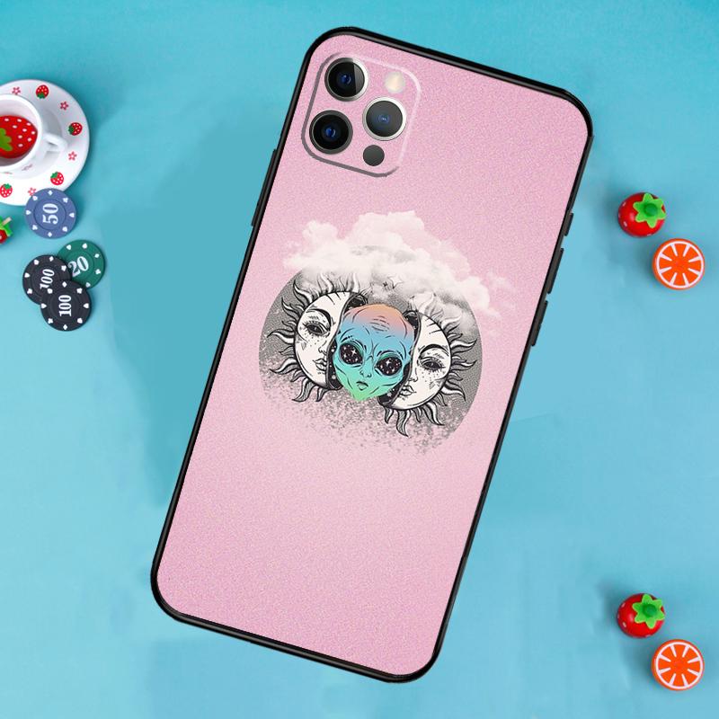 Alien Kawaii Art Phone Case For iPhone 17 Air 15 14 13 12 11 16 Pro Max 13 12 Mini 15 16 Plus 16e Cover Funda