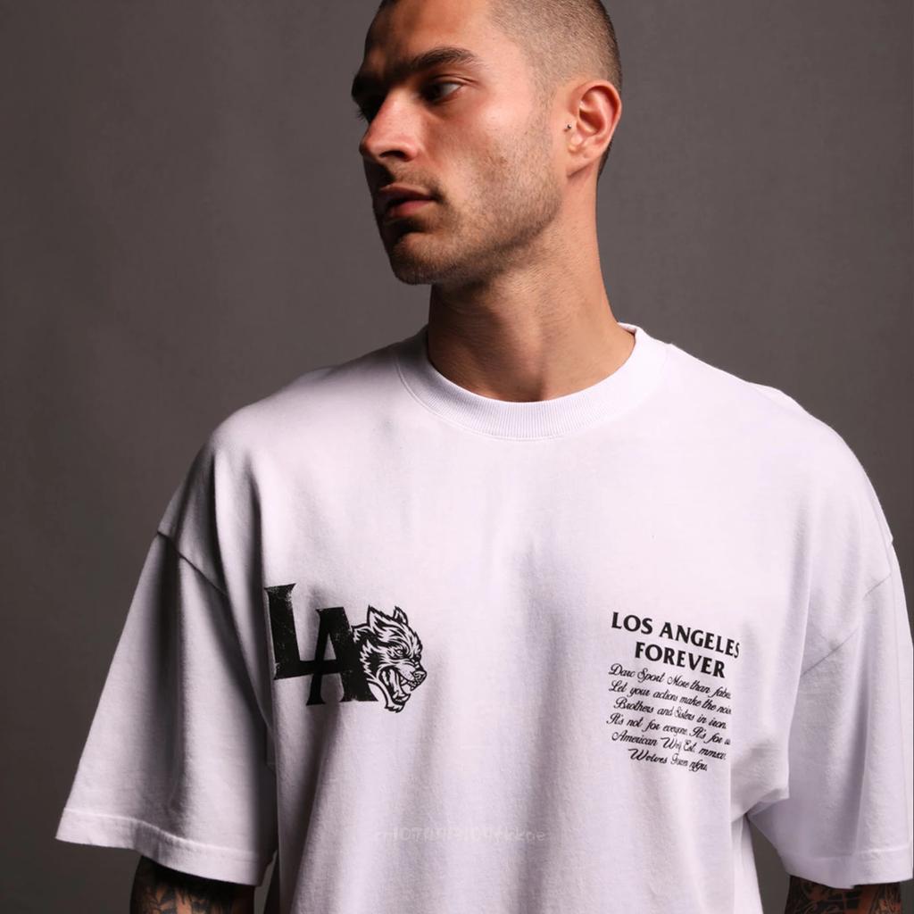 Man's Short Sleeve Sport T-shirts Back Print Gym White Tops Loose Women Men Unisex Plain Classic Tees