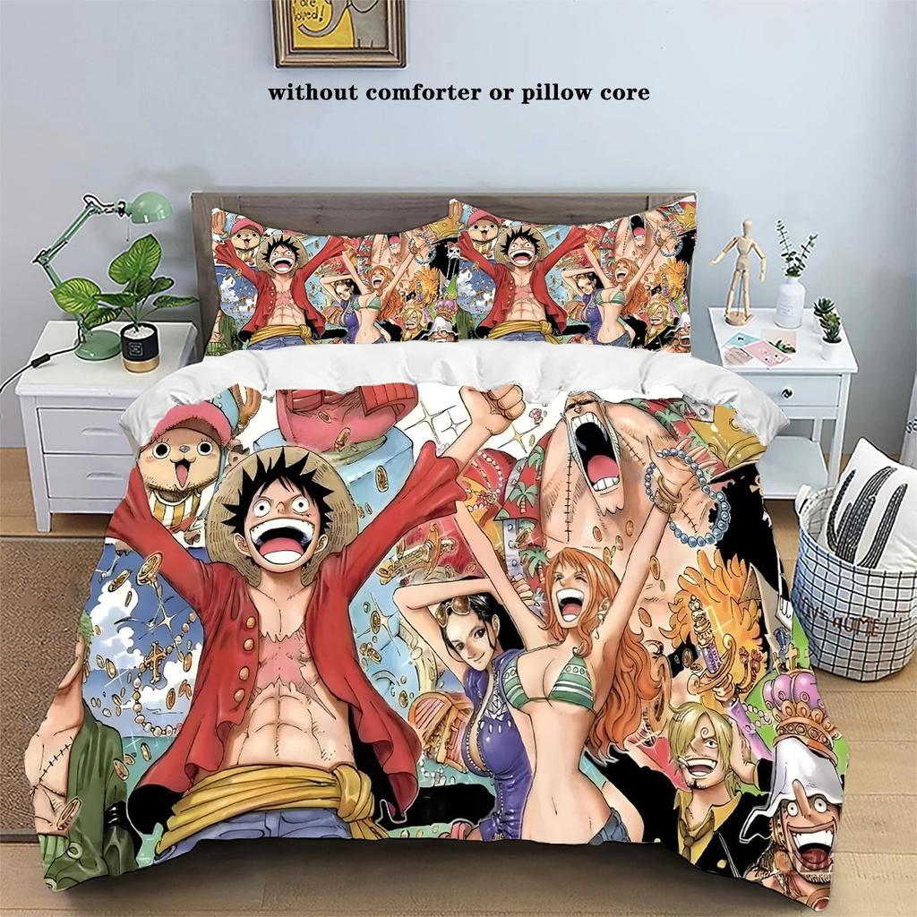 Anime One Piece Duvet Cover Set Comfortable and Warm Bedding Set for Decorating Your Bedroom and Enhancing Home Life Teens Gifts