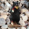 Black Bear Eating Little Elf Garden Ornament Statue