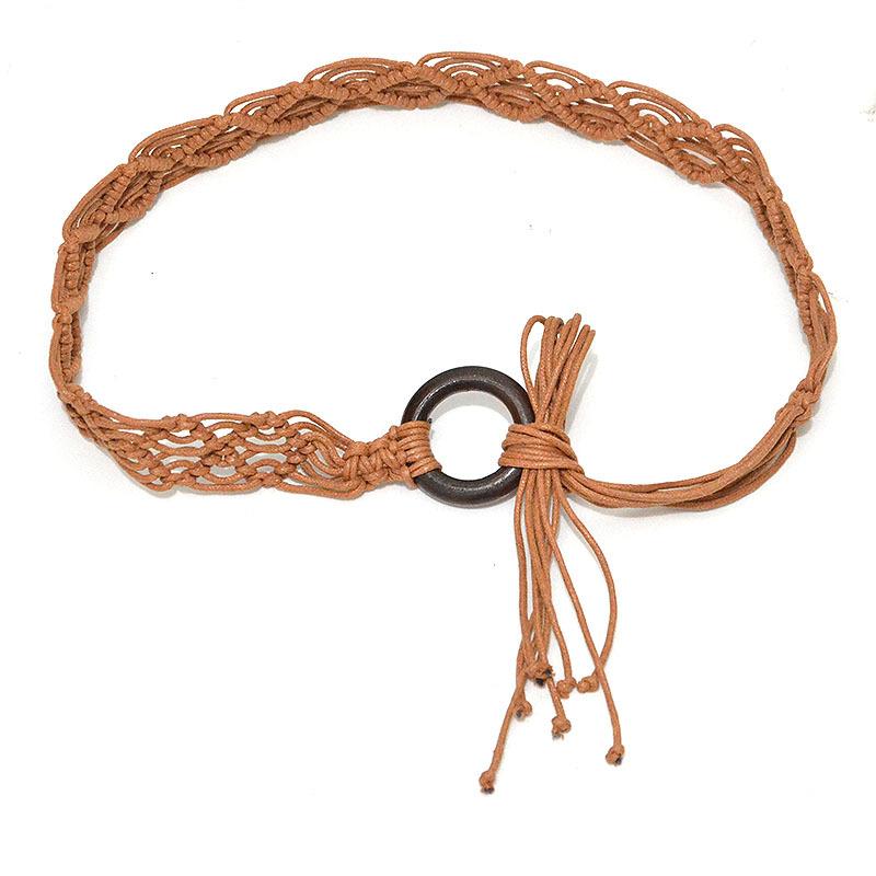 Meier Belt bohemia handmade wooden beads wax rope woven women's thin waist chain