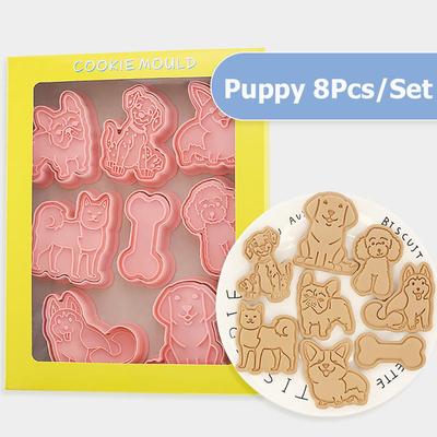 8 Teile/satz Welpen Keks Form 3D Teddy Französische Bulldogge Husky Muster Lebensmittelqualität PP Süße Gebäck Keks Formen, home Küche Backform Werkzeug