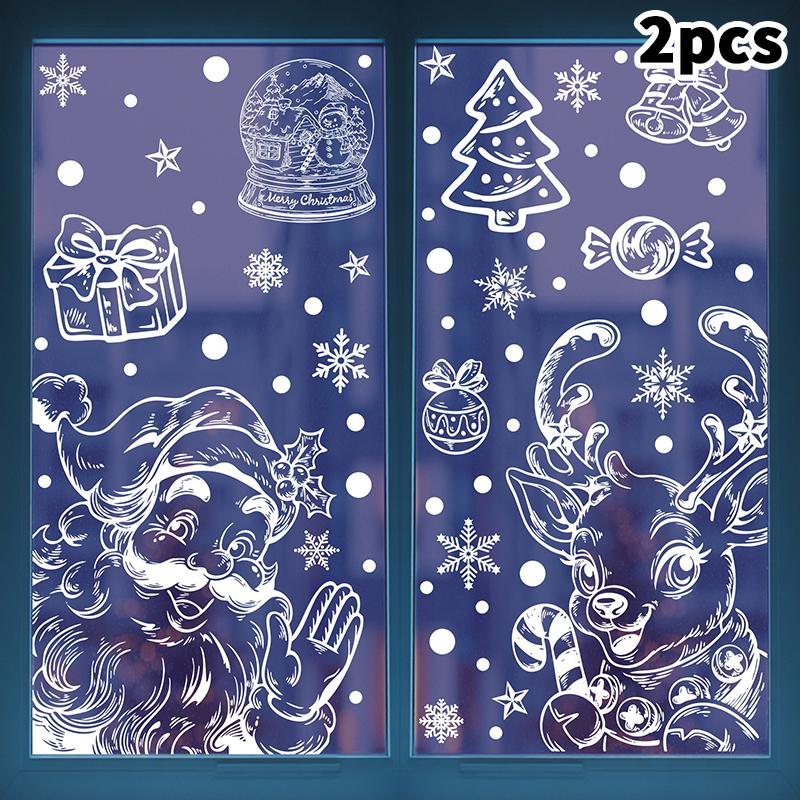 

Різдвяні наклейки Зимова сніжинка Лось Статичні наклейки Прикраси для різдвяної вечірки Підвіска Подарункова коробка Наклейки на вікна