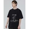 Black T Shirt I M Fine Thumbs Up In Water Print Casual Streetwear for Men and Women