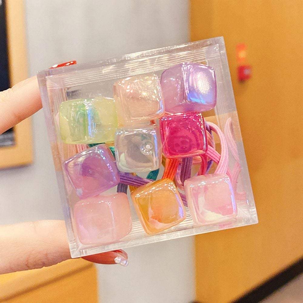 

Женские резинки для волос, резинки для волос, короткие волосы, 10 квадратных эластичных резинок, 1 набор