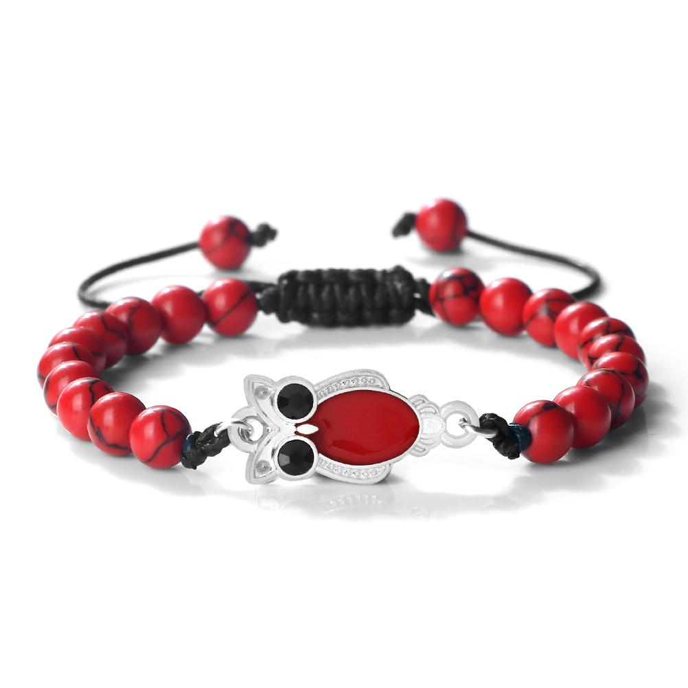 6mm Owl Pendant Black Matte Bracelet For Men Adjustable Animal Charm Bangle Boho Gothic Jewelry Gift Idea Unisex  Fine Accessory