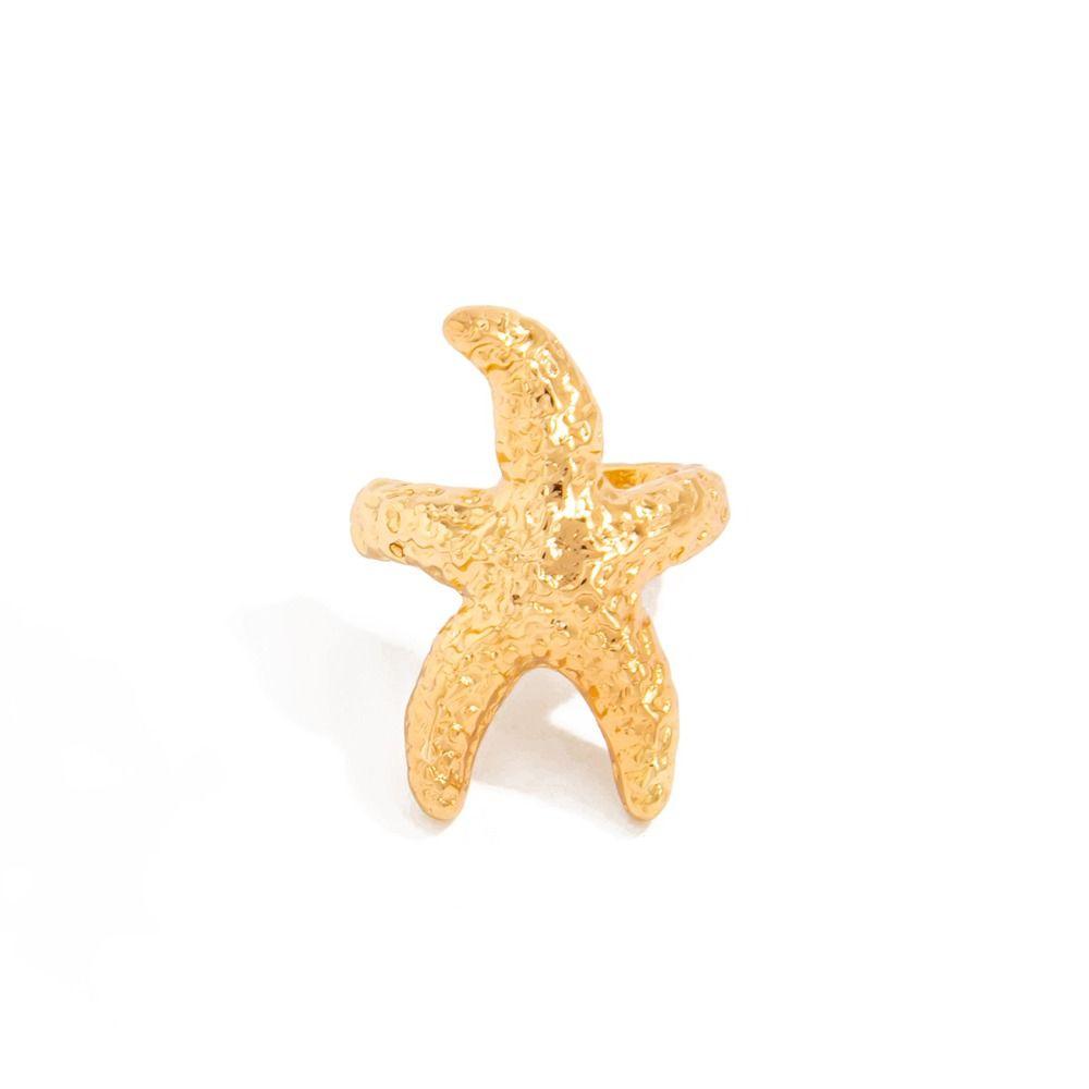 Flower C Shape Ear Cuff Silver Starfish Shell Ring Clip Simple Ear Buckle Daily