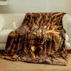 Intricate golden dragon with swirling patterns and glowing eyes. for all seasons blanket lunch break throw gift
