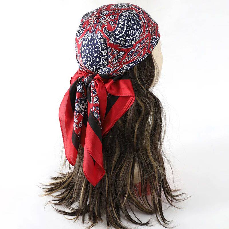 Luxury New Print Silk Scarf Women Versatile 70 Neckerchief Thin Retro Outdoor Scarf Bandana Square Scarf