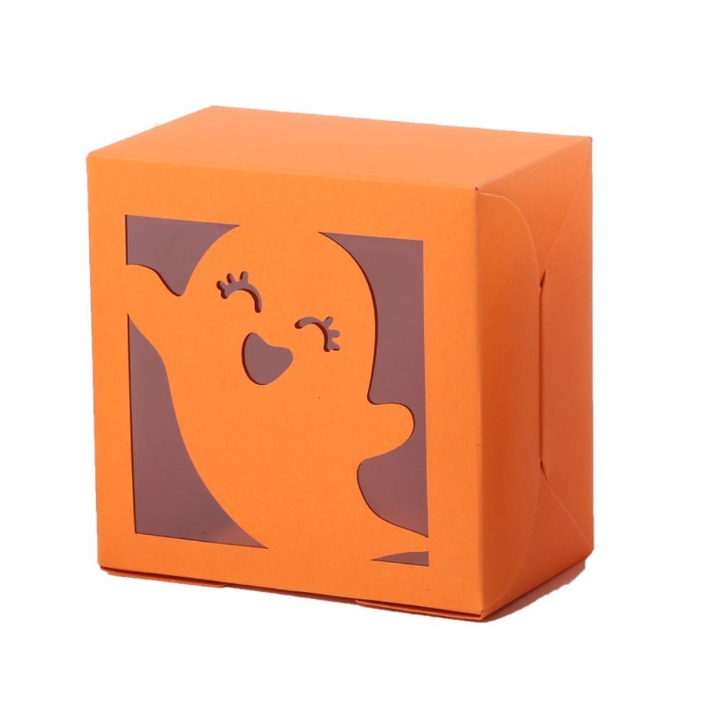 

50PCS Kraft Paper Candy Packaging Box Square Cookie Box Halloween Candy Gift Box Baby Shower Ghost