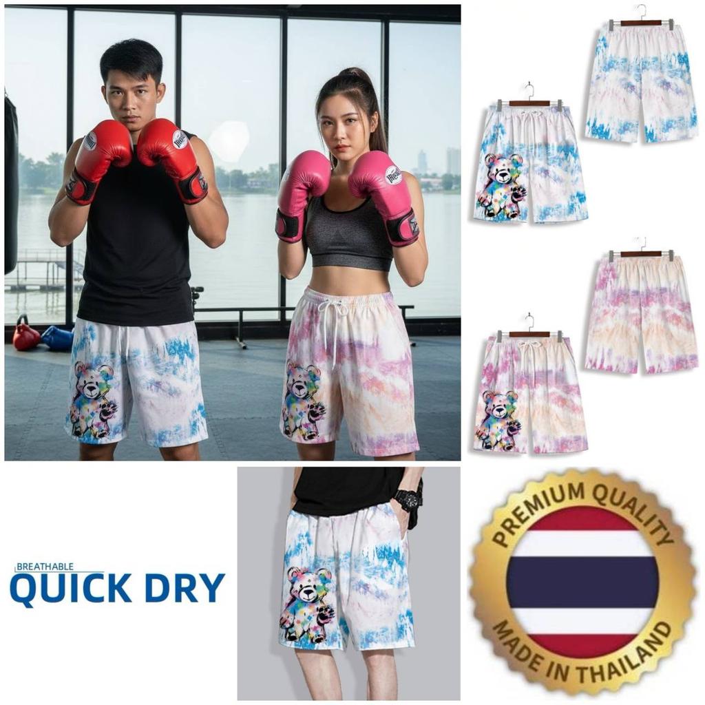 Colorful Bear Cartoon Boxing Muay Thai Kickboxing Training Shorts Print Martial Art Boxer Unisex Men Women Kid Fighting Fitness Sport Gym Workout