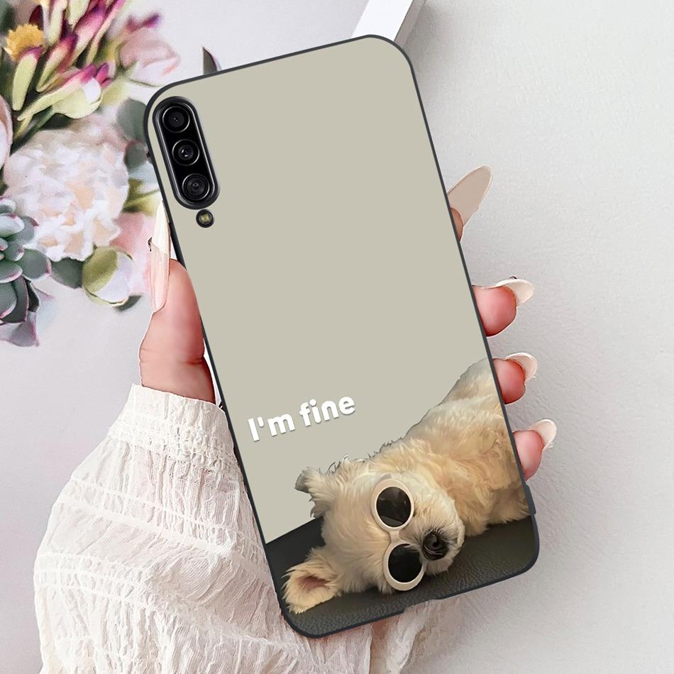 For Samsung Galaxy A90 5G Phone Case For Samsung A90 5G SM-A908B Elegant Floral Cat Painted Black Silicone Soft TPU Cases
