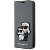 Karl Lagerfeld KLBKP14SSANKCPG iPhone 14/ 15 / 13 6.1" étui livre argent/argent Saffiano Karl & Choupette